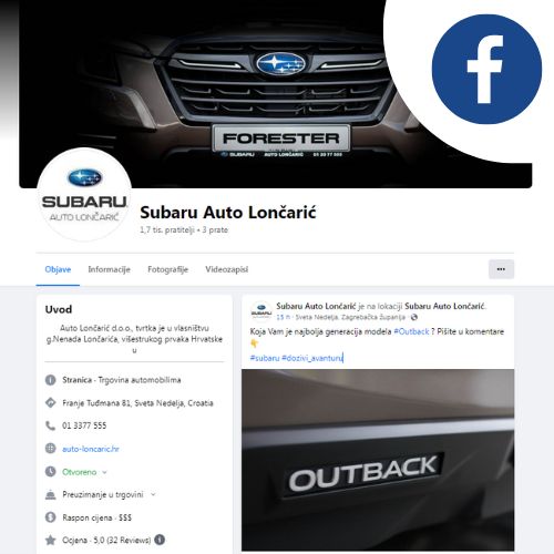 Baner - Facebook stranica - pogledat jel dovoljna veličina